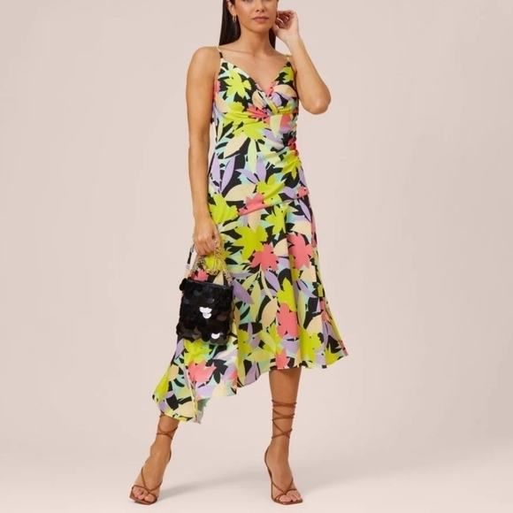 Aidan By Adrianna Papell Dresses & Skirts - Adrianna Papell Floral Print Asymmetrical Midi Cocktail Dress 16